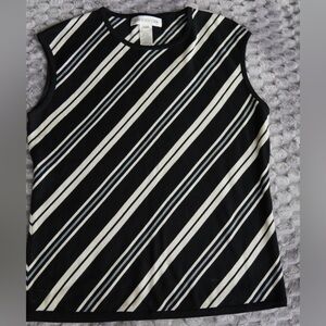 Jones New York Black and White Striped Top